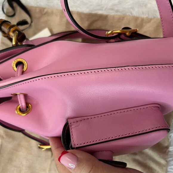 Gucci Small Pink Bamboo Leather Backpack - Picture 10 of 12